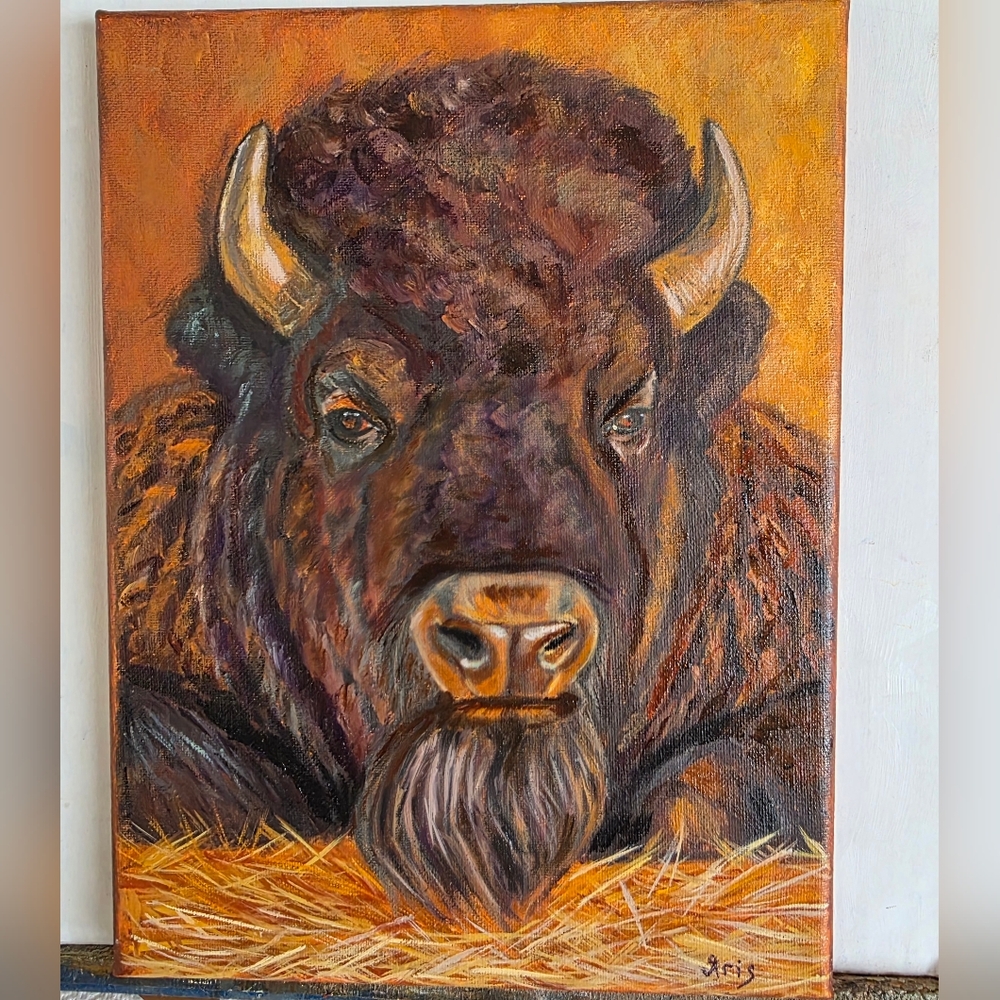 Abstract oil Painting Beautiful Bison